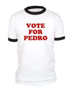 Vote For Pedro T-Shirt - Funny Election Napolean Dynamite Black Ringer Tee Medium Cotton