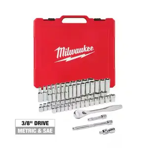 Milwaukee 3/8 in. Drive SAE/Metric Ratchet and Socket Mechanics Tool Set (56-Piece)