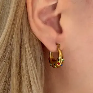 EVRY JEWELS Gold or Silver Plated Stainless Steel Women's Fizzy Hoops