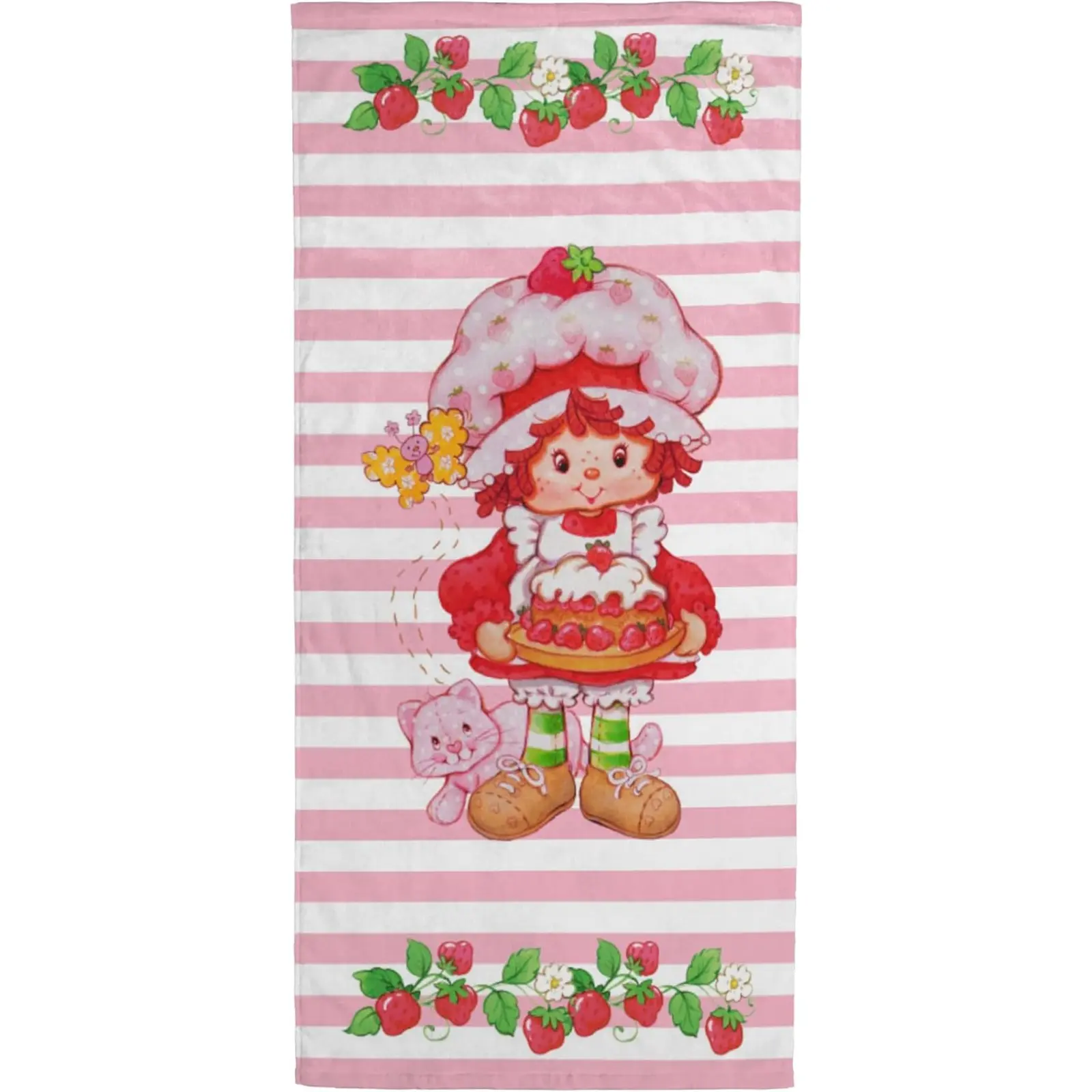 Cute Strawberry Cartoon Microfiber Beach Towel - Cozy, Soft, Water Absorbent Sports Towel for Birthday Girls Gift, 29x58in, 31x71in, Microfiber Beach Towels, Water Absorbent Towel