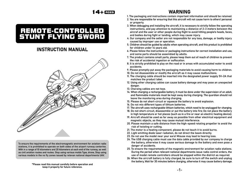 Flying Combat Sword - LED Levitating Rotating Toy with Gesture Control and Watch Remote Function, Includes 2 Rechargeable Batteries, Fun Flying Toy for Children