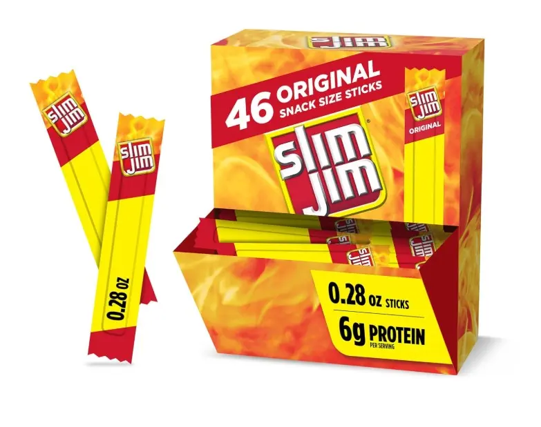 Slim Jim Smoked Meat Sticks, Original Flavor, 6g Protein Per Serving, Snack Size, Father's Day Bulk Snack Gifts, 0.28 oz. (46 Count)