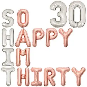 30th Birthday Balloons Funny 30th Birthday Decorations for her-So Happy IM Thirty Balloon Banner, Dirty 30 Birthday Party Supplies (Rose Gold)