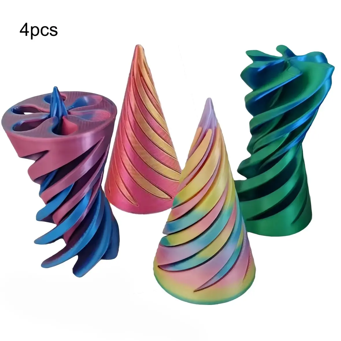 3D Printed Spiral Fidget Toy Set, 4pcs Rotating Stress Relief Toys, Ideal for Adhd Anxiety, BestGift for Friends Adults Kids, Fidget Gadget, Stress Relief Fidgeting, Anxiety Fidgets