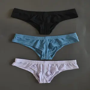 3pcs Men's Low-Rise Ribbed Briefs - High Elasticity Solid Color Underwear Machine Washable Soft Breathable Fabric for Casual & Attire Black Light Blue Pink Menswear Panty