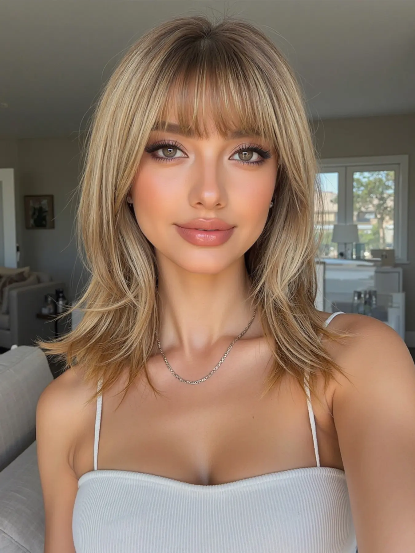 16 Inch Short Women's Wig, Daily Commute Work Wearable Synthetic Hair with Bangs, Comfortable Natural Look, All Seasons, Natural Looking Wig