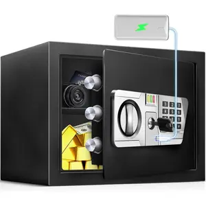 1.5 Cu Ft Small Fireproof Safe Box For  Documents with Type-C External Power - Steel  Safe Lock Box with  Keypad, LED Sensor Light- Safety Box For ,