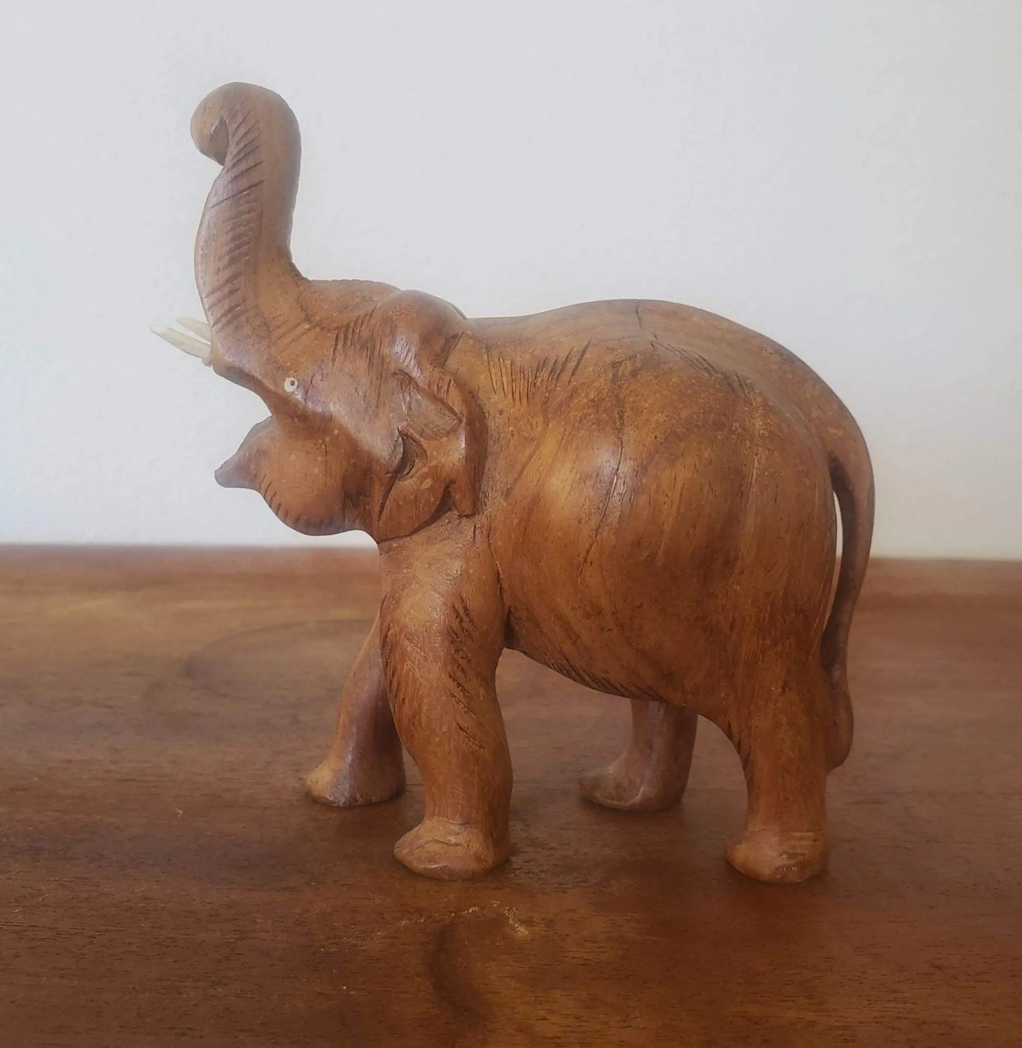 Vintage Hand Carved Wood Elephant