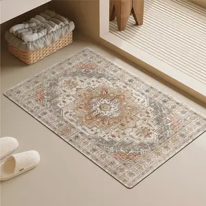 1pc printed bathroom anti-slip floor mat, water-absorbing and quick-drying anti-slip bathroom mat, bathroom floor mat, indoor door floor mat, summer-style home decoration, Bathroom Decorative Mat