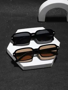 2 Pieces Men's Acrylic Square Frame Fashion Trendy Casual Sunglasses, UV 100 Protection for Beach and Daily Use, Casual Style for All Seasons