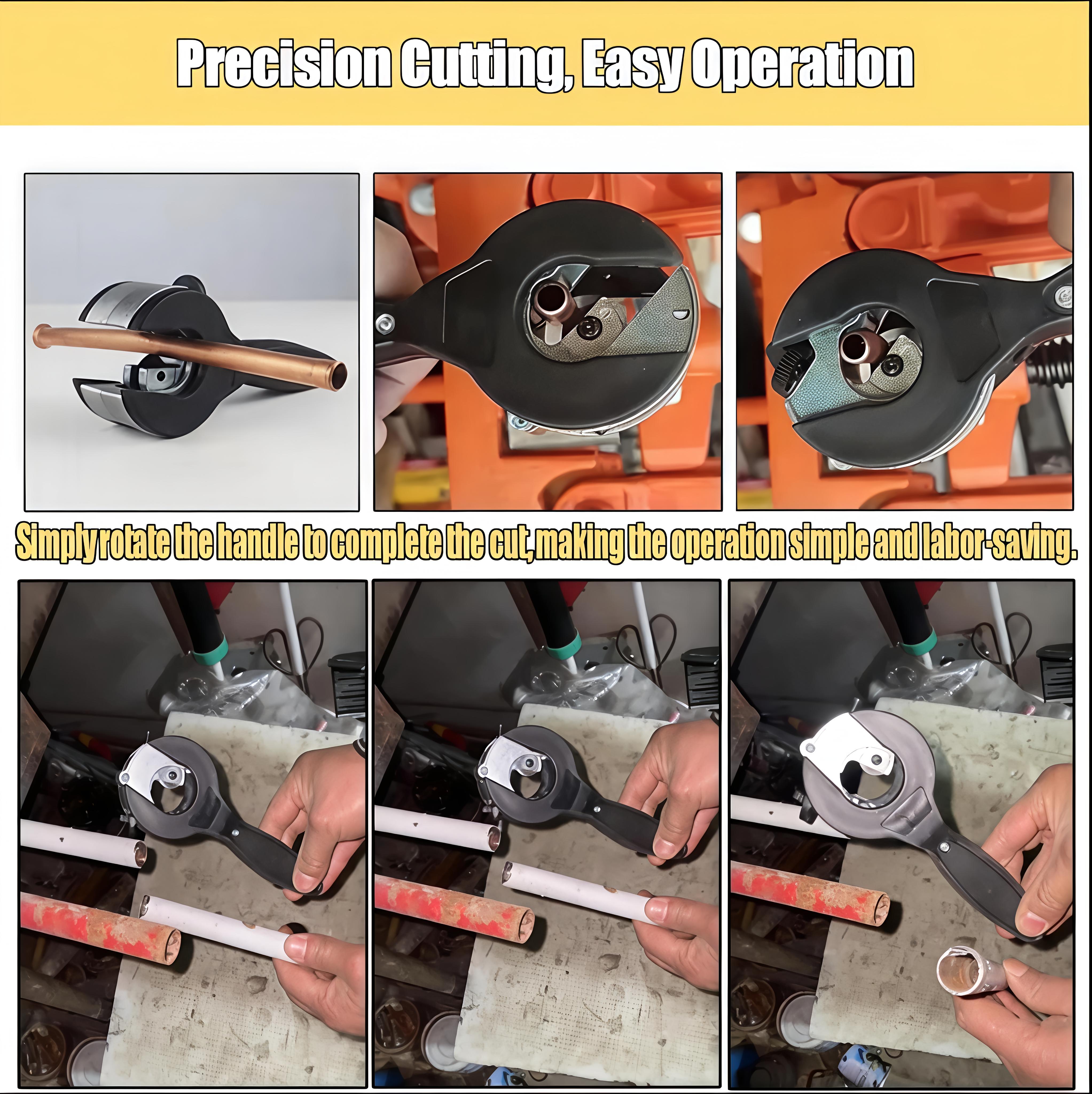 Ratchet Pipe Cutter - Canlaten·U Adjustable Ratchet Pipe Cutter, suitable for 5/16“ to 1-1/8” pipes, HVAC repair tool, copper pipe cutter, 2-in-1 pipe cutter, one-handed quick-cut tool, suitable for PVC and soft metals, household use (black)