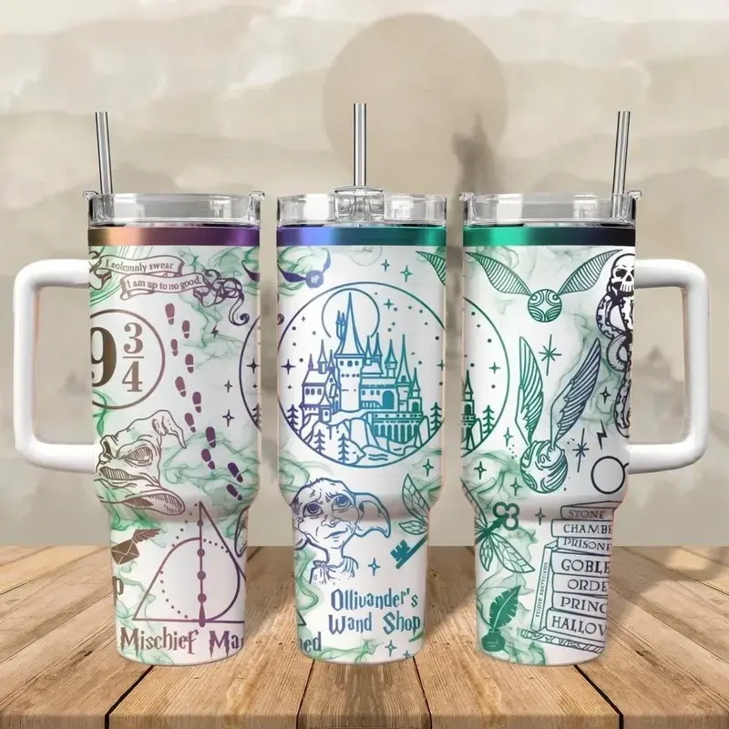 New H Potter Tumbler With Handle 40oz Gift For Fans
