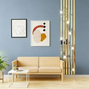 10pcs Acrylic Mirror Wall Stickers, 2x50cm Self-Adhesive Trim Decor, DIY No Drilling Easy Installation, Fashionable Home Decoration, Living Room Wall Decor, Wall Decals, Reflective