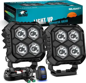 Nilight LED Pod Light 2PCS 2.8 Inch 20W Square Driving Lights 4 LED Hyper Spot Beam Offroad Light Work Light w/18AWG Rocker Switch Wiring Harness Kit for Truck Motorbike Boat ATV UTV dealsforyoudays