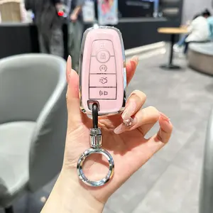 For Ford Key Fob Cover with Keychain, Full Coverage Protection Key Case for 2018-2025 Explorer Fusion Escape Edge Bronco F150 Maverick Mustang Accessories
