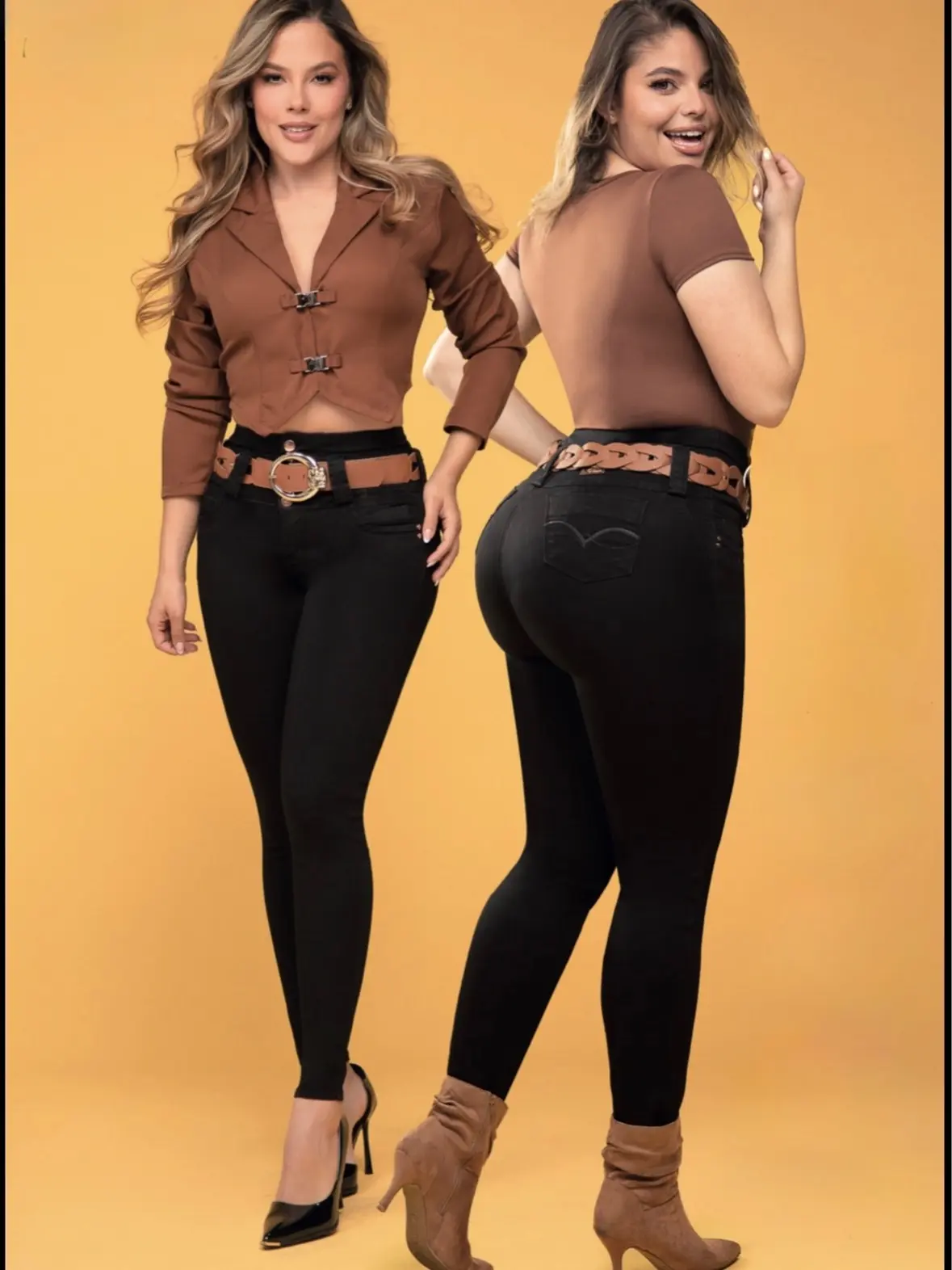 Women's Colombian Skinny Jeans (Ref: 25177) - Cotton Peach Skin Effect, Super Power Stretch, 5 Buttons, Push Up Effect, 360-Degree Panty-Style Shapewear