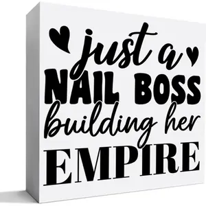 Nail Tech Gifts for Women, Nail Artist Technician Manicurist Christmas Birthday Gift Nail Salon Room Desk Decor, Just a Nail Boss Building Her Empire, Wooden Box Sign