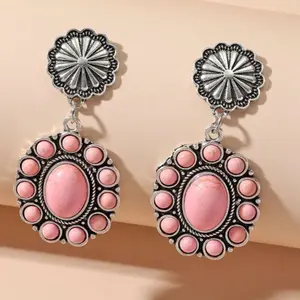 Ear Women Western pink Stone Earrings Western Style Jewelry