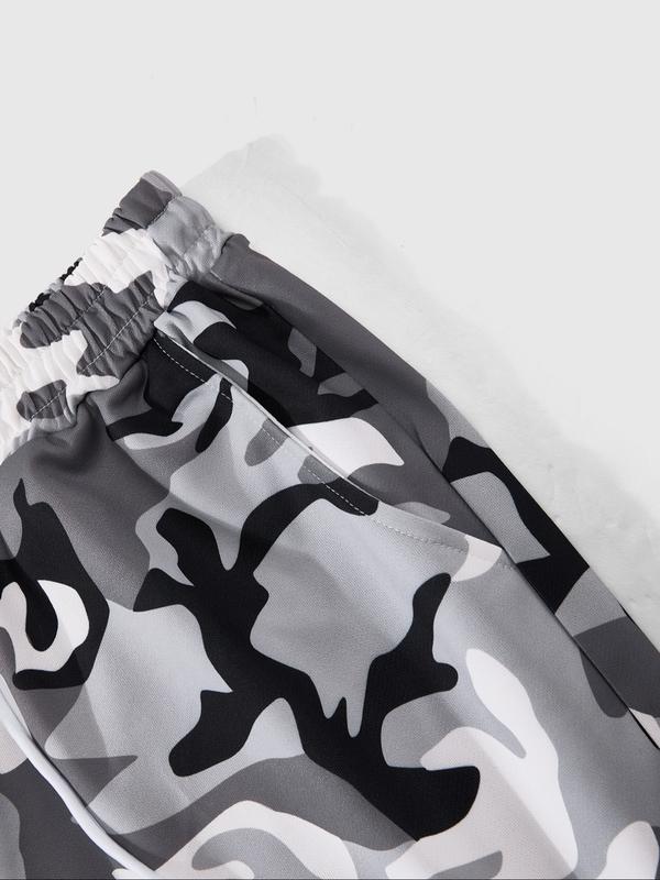 Men's Casual Military Camo Pants, Thorn Print Loose-Fit Drawstring Wide Leg, All-Season Comfortable Fabric, Perfect for Daily Wear