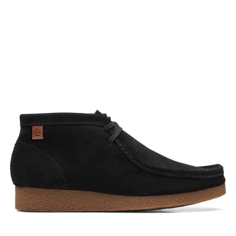 Clarks Shacre Boot Black Sde Men's Lace Closed Suede Footwear with Rubber sole for Comfort and Walking Shoes