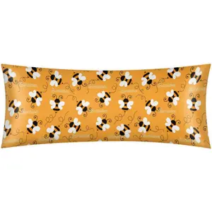 Body Pillow Cover 21x54 inches Cute Bee Bumblebee Satin Pillow Case Cover with Zipper Soft Breathable Long Pillowcase for Hair and Skin