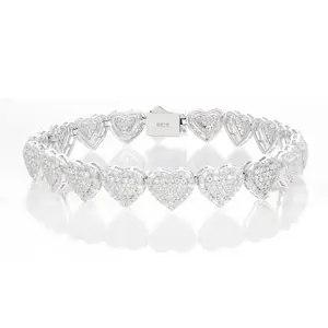 【#B230】  Sparkling Synthetic Moissanite Chain Bracelet 100% 925 Sterling Silver