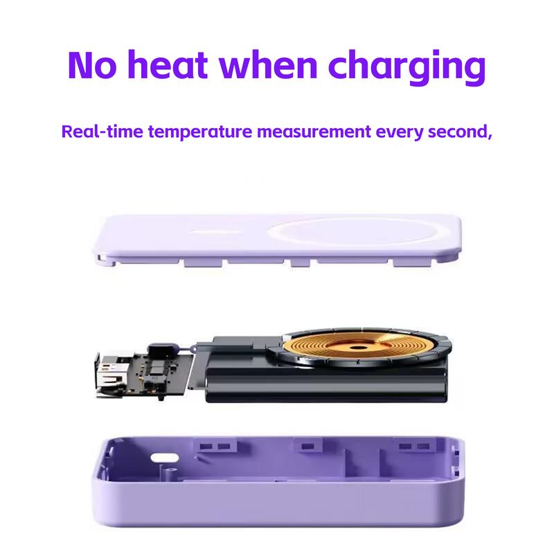 VAISEKE Wireless Power Bank, 10000mAh Magnetic Portable Charger 22.5W PD Fast Charging with Type-C Cable,  Battery Pack QC3.0 LED Display Compatible with iPhone 17/16/15/14/13/12 Pro/Mini/Pro Max