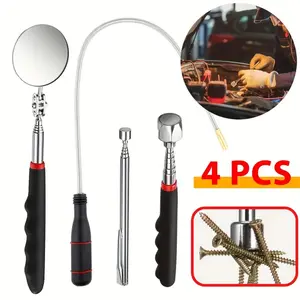Expandable Magnetic Pick-Up Tool Kit, Bendable Metal & Plastic Grabbers, Retractable Claws, Spring-Loaded Grippers with Inspection Mirror