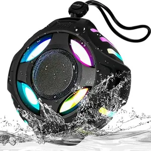 Bluetooth-compatible Waterproof Speaker Ipx7, 2000mah Portable Wireless Speaker with LED Light, HD Sound and Bass, Ideal for Beach, Kayak, Pool, Camping, Gift