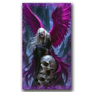 Mysterious Wing Angel & Skull Diamond Painting, 5D Full Round Drill Art Kit, Diamond Painting Kits, DIY Gem Set for Adults, Home Decor Gift