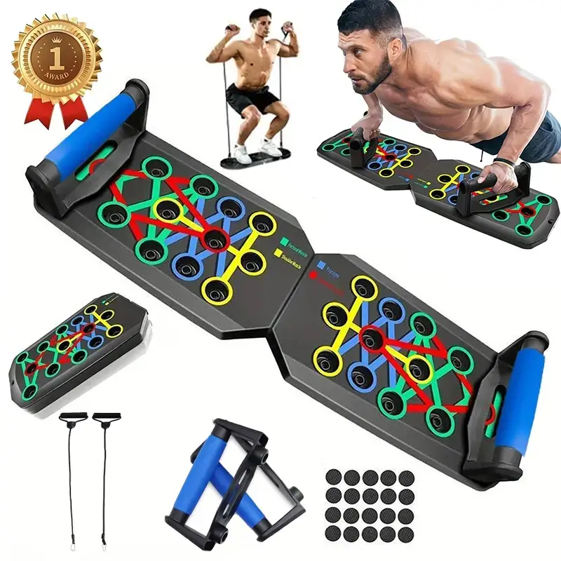 Multifunctional Push-Up Board - Color-Coded Foldable Push Up Bars with Adjustable Slots, Unisex Compact ABS Plastic Strength Training Equipment, Upper Body Home Gym Gear for Professional Chest Muscle Workouts, Home Exercise Equipment, Multifunctional Work