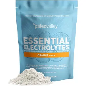 Paleovalley Essential Electrolytes Powder | Sugar-Free Hydration, Energy & Muscle Recovery | Orange Flavor | 30 Servings