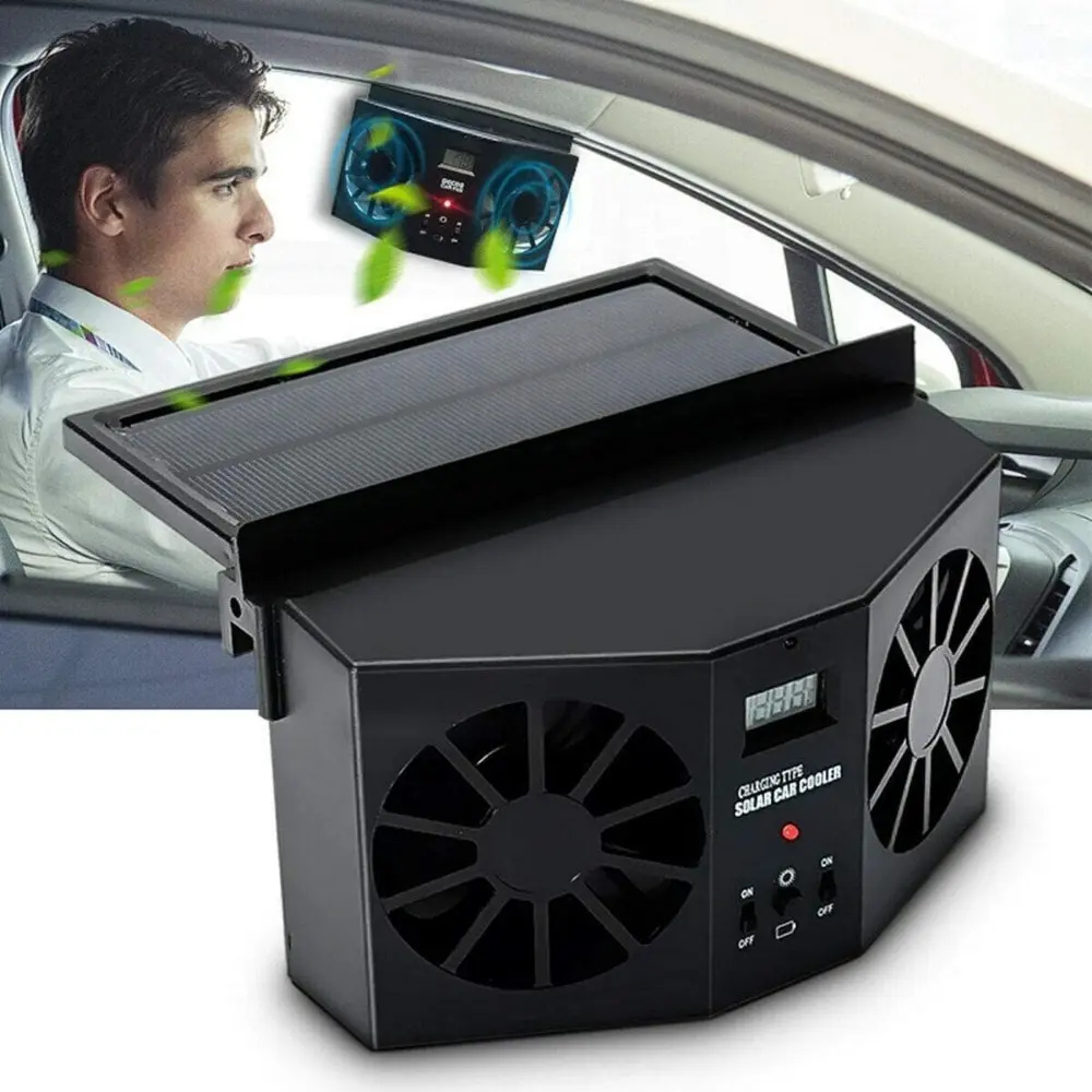 Solar-Powered Car Window Exhaust Fan – Energy-Saving Ventilator with Air Purifier & Radiator Function, USB Car Fan for Front/Rear Windows, Reduces Heat & Odors, Solar Auto-On, Compact Quiet, Perfect for Parking & Summer Driving Comfort
