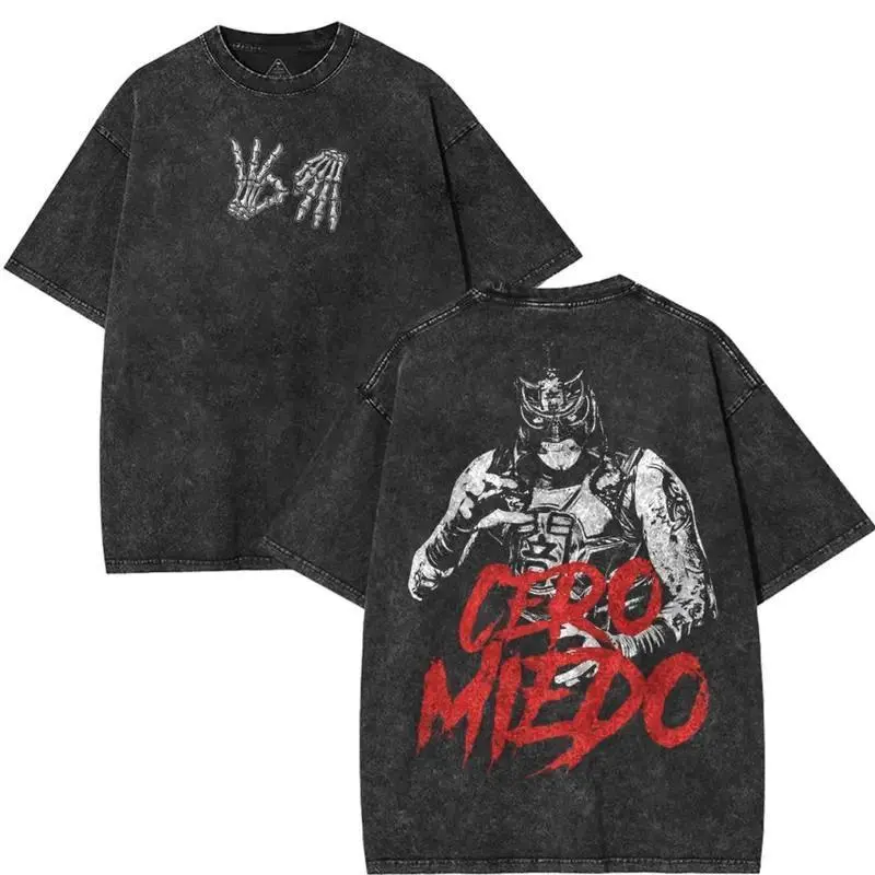 Retro Limited Penta Cero Miedo T-Shirt, Lucha Libre Graphic Tee, Vintage Wrestling TShirt, Pro Wrestler Unisex Cotton Acid Washed Tee, Men Gifts