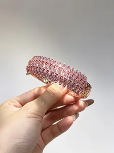 Iries(5123)gc.Luxury Marquise Cut Multi-Row Gemstone Bangle Bracelet, 3 Colors Available