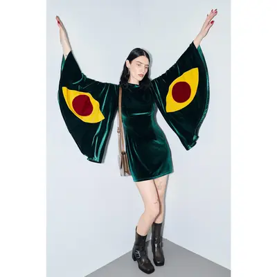 green emerald velvet dress Bug Dress 2X