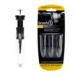 BRUSH T Premium Plastic Golf Tees, Black Driver 3-Pack, Size 2.2", Unbreakable Innovative Design, Consistent Height, Perfect Golf Gift for Men and Women. Golfing Tees, Works With Any Golf Ball