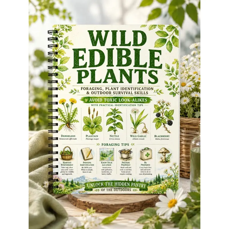 Wild Edible Plants Foraging Journal, Plant Identification & Outdoor Survival Skills Spiral Notebook to Avoid Toxic Look-Alikes, Spiral Bound Notepad, Spiral Coil Notebook