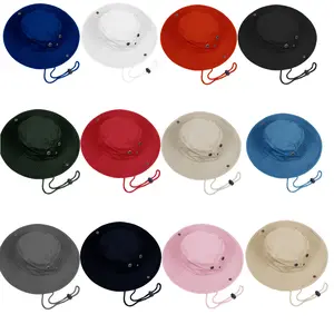 Unisex Cotton Wide Brim Bucket Hat with Adjustable String Unisex Sun Hat Lightweight Outdoor Travel