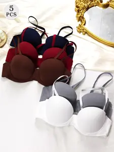 5 Pack Non Slip Strapless Bra 3D Push Up No Empty Cups Removable Straps Women's Lingerie Underwear