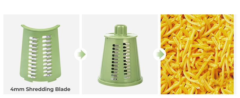 SUSTEAS Rotating Food Grater Chopper with Handle, with 5 Well-Designed Blades and Strong Suction Cup Base, Comes with 1 Blade Storage Box Vegetable Cutting Slicer Vegetable Slicer Dicer Kitchen Utensils Vegetable Fruit Cutter