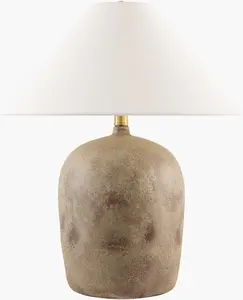 Deep Orange Traditional Table Lamp with linen details for bedside or console tables