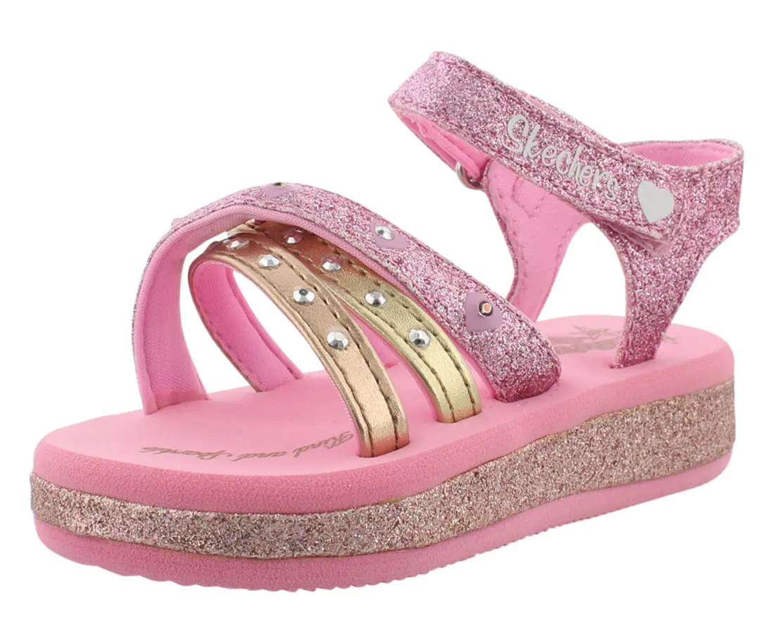 Skechers S-Lights Sunshines Heart Splash Kids' Glowing Sole Sneakers - Toddler Baby Girls' Casual Fashion Sports Footwear with Lights for Daily & Sports Use