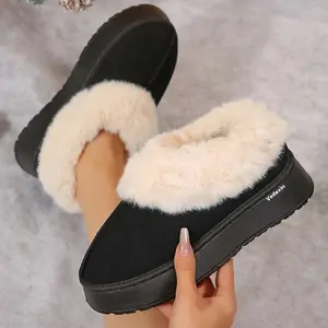 Women's Fashion Versatile Snow Boots Fluffy Lining Warm Platform Outdoor Indoor Slippers