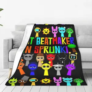 Sprunki Incredibox  Blankets Coral  Plush Summer Conditioning Game Lightweight Throw Blankets for Bed Car Bedding Throws