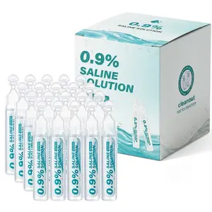 0.9% Home Saline Solution  - 20 Count, Sodium Chloride for Nasal and Eye Use, Wound Care, Acne Facial Cleansing, Nasal Cleansing for Children and Adults, Sterile Sterilization Care, Wound Cleansing Saline Solution (0.17 oz Each)