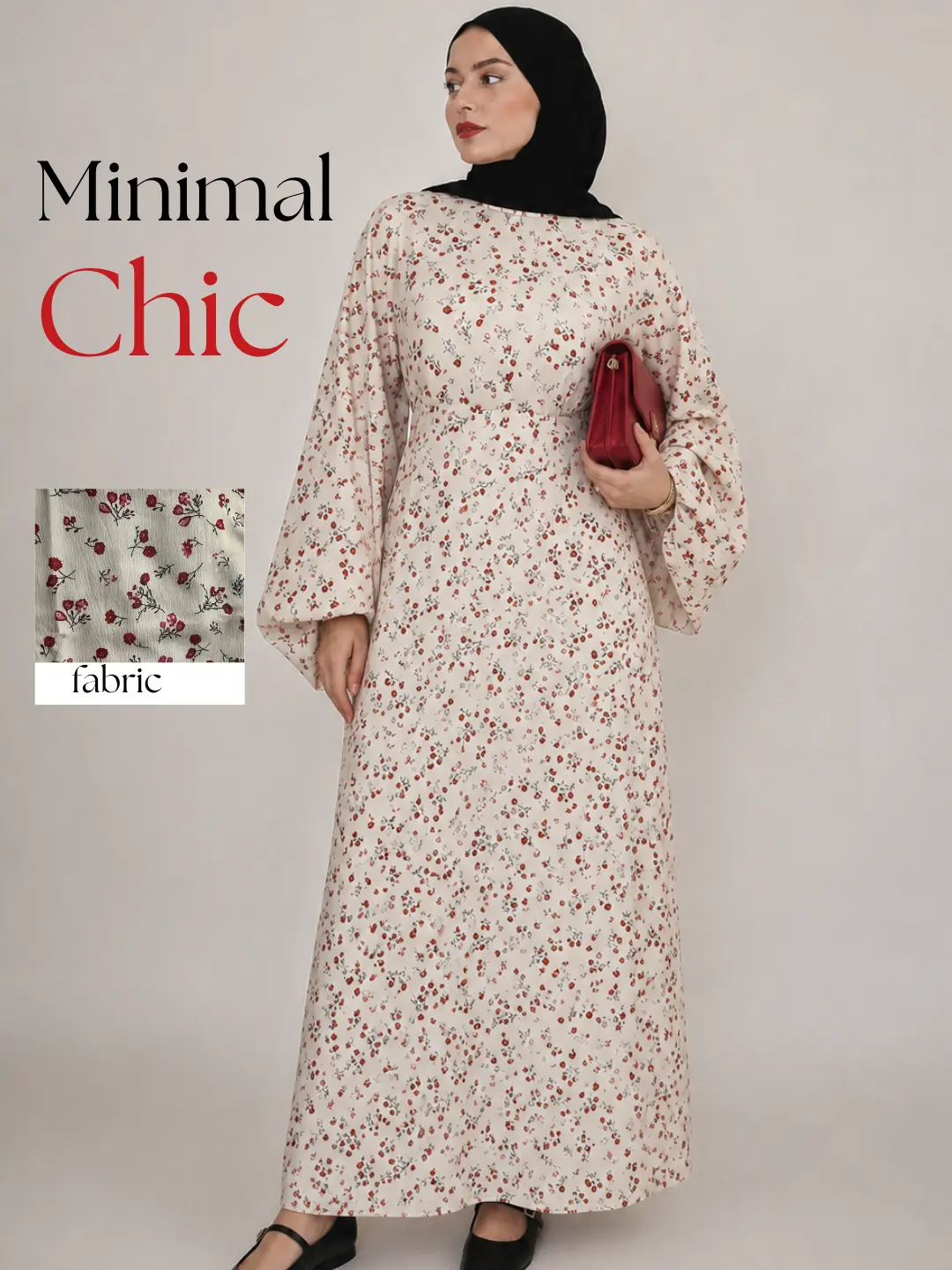 Elegant Floral Modest Maxi Dress – Long Sleeve Tie-Back Abaya