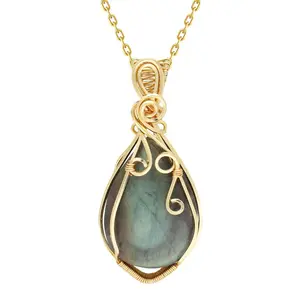 Stealth Stone Handmade Copper Wire Wrapped Natural Stone Pendant Necklace Handmade Necklace Gift for Women Girls