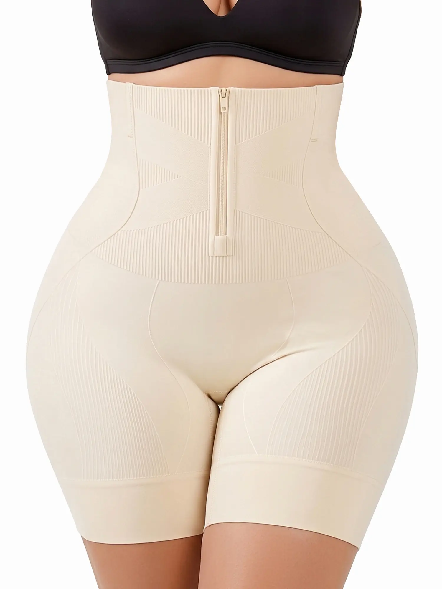 GOLD CARP Women Shapewear Shorts High Waisted Tummy Control Body Shaper Womenswear Butt Lifting, Thigh Slimmer, Waist Training, Smooth, Foldable, Zippered, Adjustable,Seamless  Everyday Basic Fashion Apparel for Easter Under-Dress Wear, Style