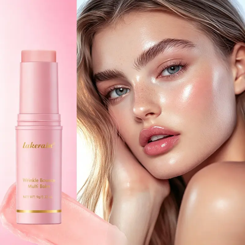 Pink Multi-Function Hydrating Balm - Pre-Makeup Moisturizing Small Powder Form, Lip & Cheek Dual-Use, Smooth Serum-Infused, Lightweight Restorative Skincare Product